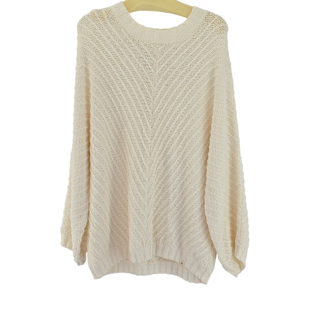 Rip Curl Sweater Womens Large Cream Chevron Knit Oversized Pullover 018WKN
